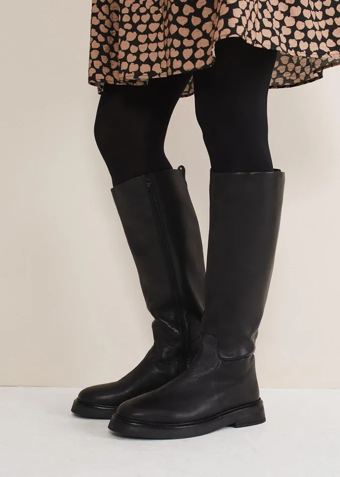 Women Phase Eight Boots Flat Knee High Boot Black