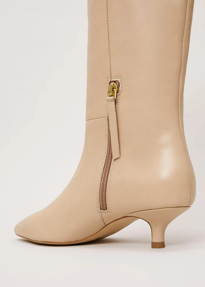 Women Phase Eight Boots Knee High Kitten Heel Boot Cream
