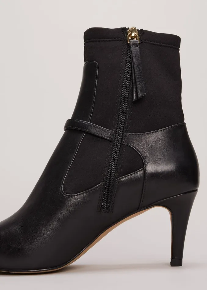 Women Phase Eight Boots Leather Buckle Detail Sock Boots Black