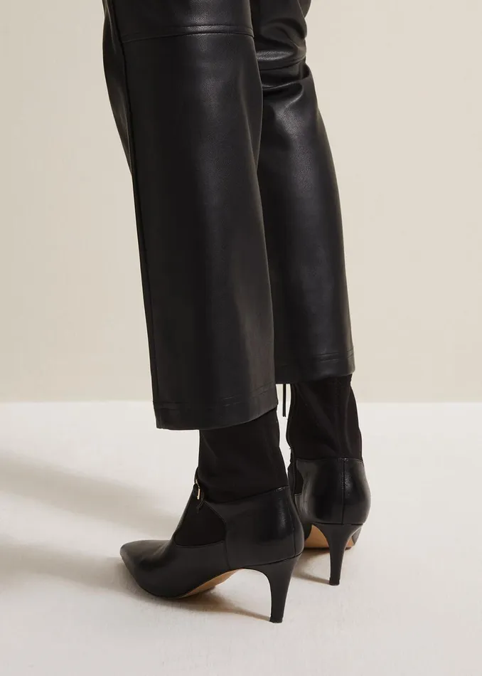 Women Phase Eight Boots Leather Buckle Detail Sock Boots Black