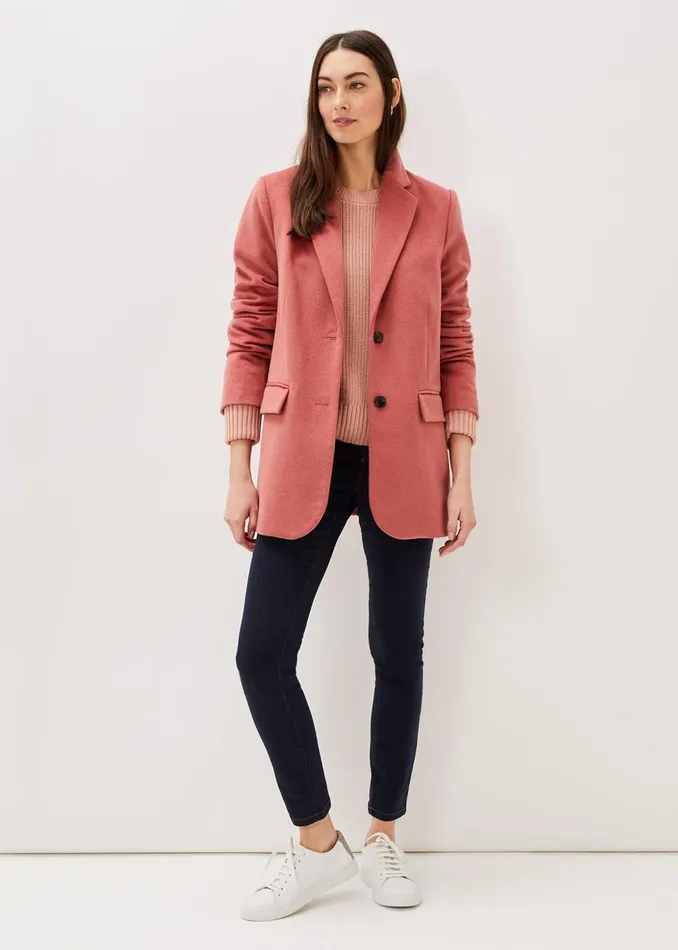 Women Phase Eight Coats Amara Wool Coat Dark Coral