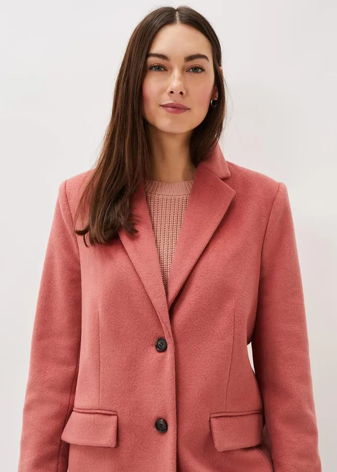 Women Phase Eight Coats Amara Wool Coat Dark Coral