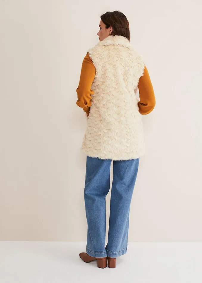 Women Phase Eight Coats Annie Faux Fur Gilet Cream