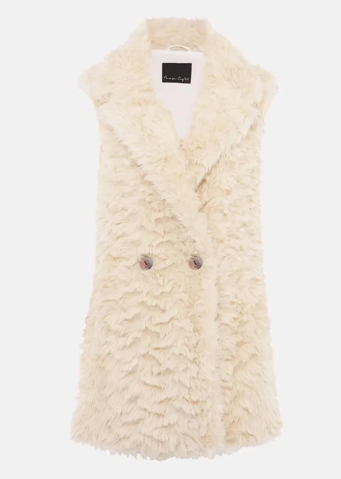 Women Phase Eight Coats Annie Faux Fur Gilet Cream