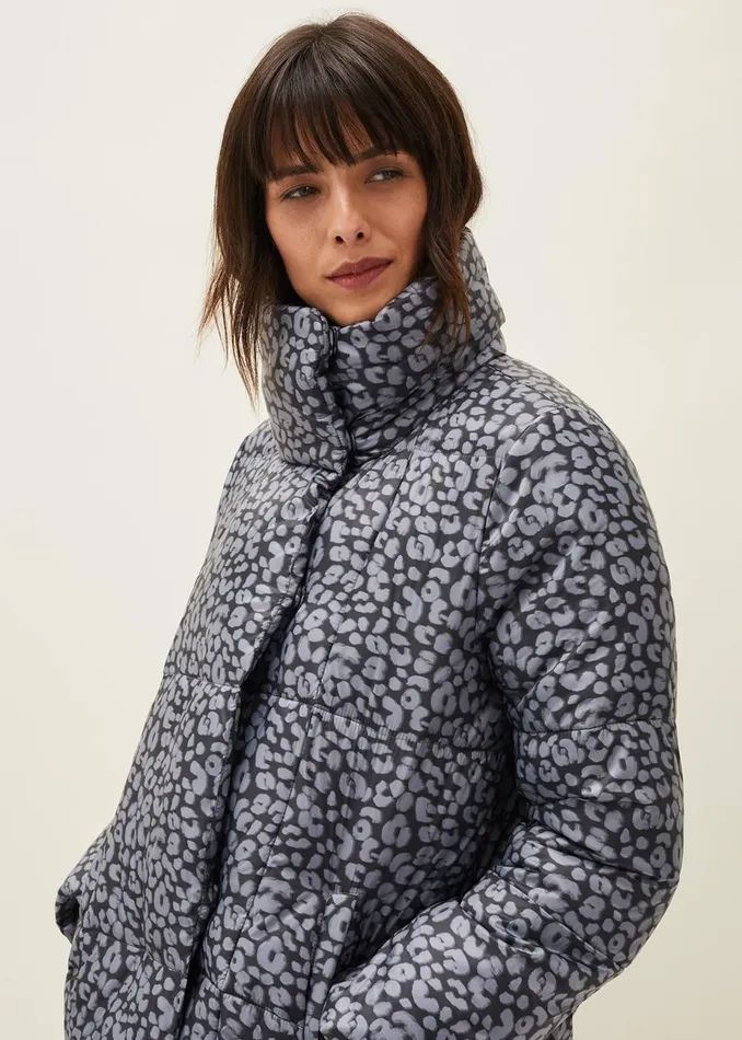 Women Phase Eight Coats Anny Animal Print Puffer Coat Grey Multi