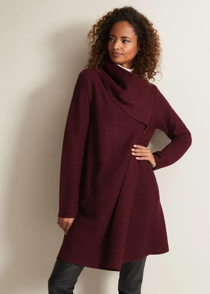 Women Phase Eight Coats Bellona Knit Coat Dark Red