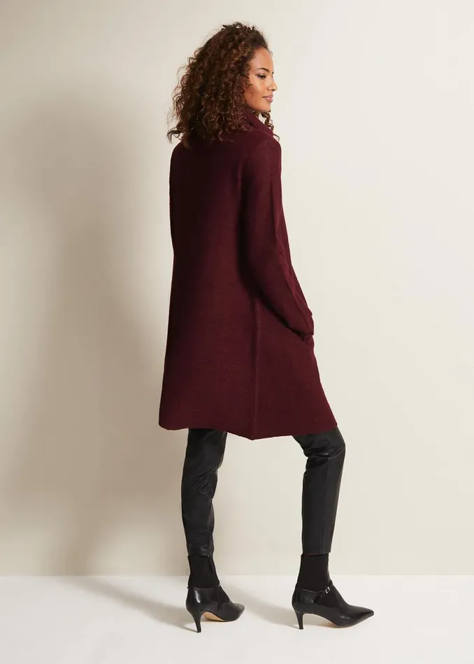 Women Phase Eight Coats Bellona Knit Coat Dark Red