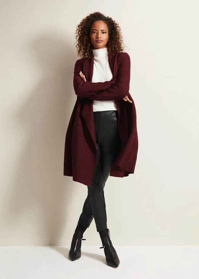 Women Phase Eight Coats Bellona Knit Coat Dark Red