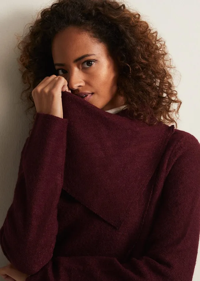 Women Phase Eight Coats Bellona Knit Coat Dark Red