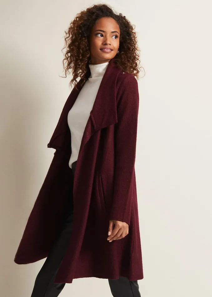 Women Phase Eight Coats Bellona Knit Coat Dark Red