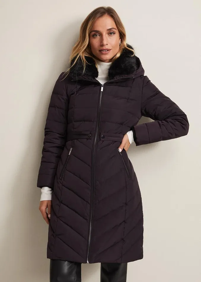 Women Phase Eight Coats Bobbie Burgundy Puffer Coat Burgundy