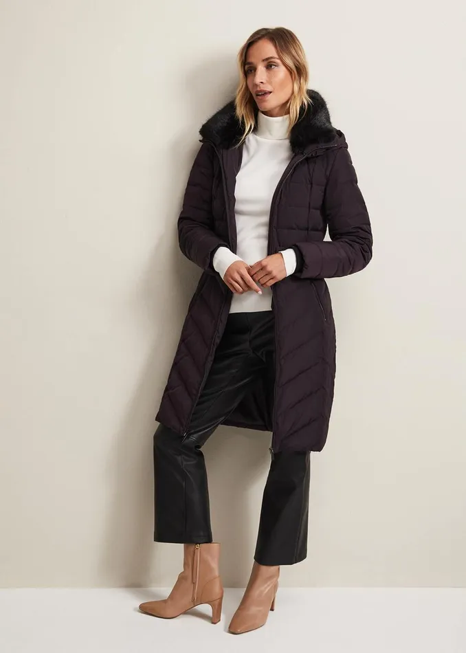 Women Phase Eight Coats Bobbie Burgundy Puffer Coat Burgundy