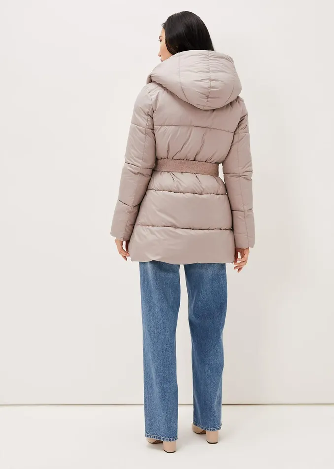 Women Phase Eight Coats Brae Belted Puffer Knit Coat Mink