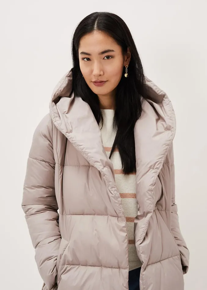 Women Phase Eight Coats Brae Belted Puffer Knit Coat Mink
