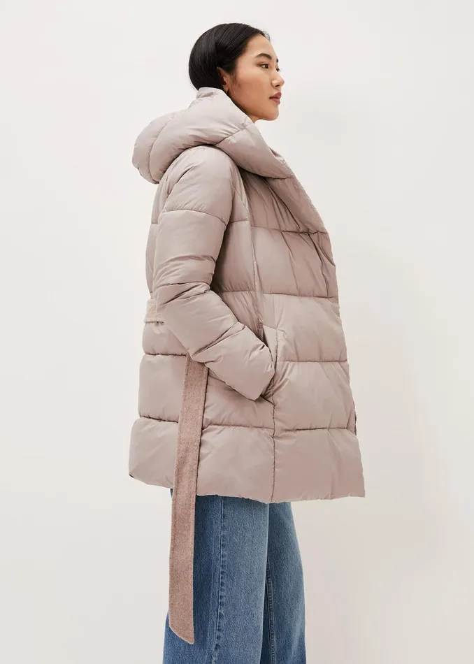 Women Phase Eight Coats Brae Belted Puffer Knit Coat Mink