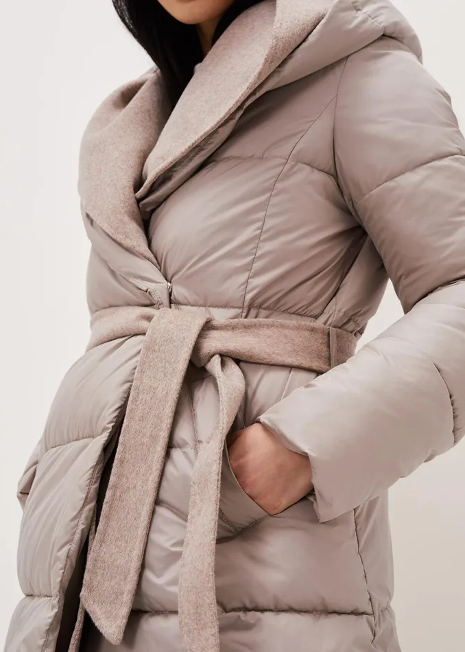 Women Phase Eight Coats Brae Belted Puffer Knit Coat Mink