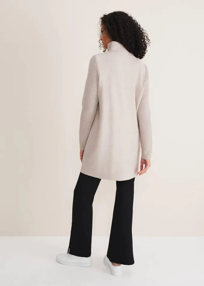 Women Phase Eight Coats Byanca Zip Knit Coat Stone