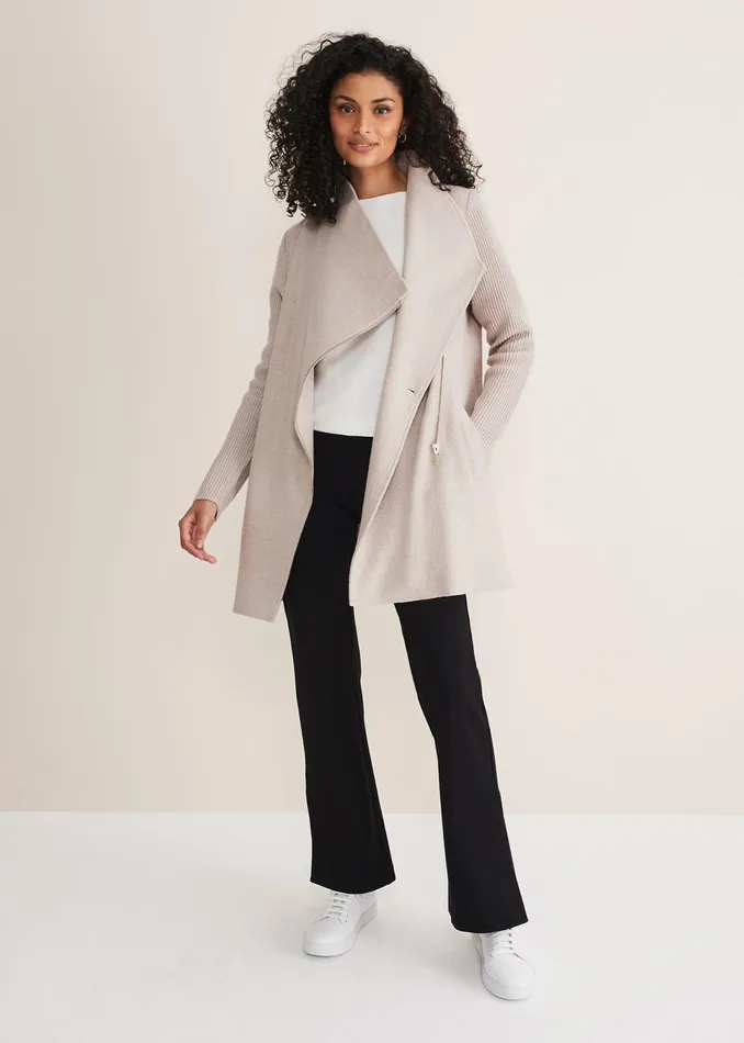 Women Phase Eight Coats Byanca Zip Knit Coat Stone