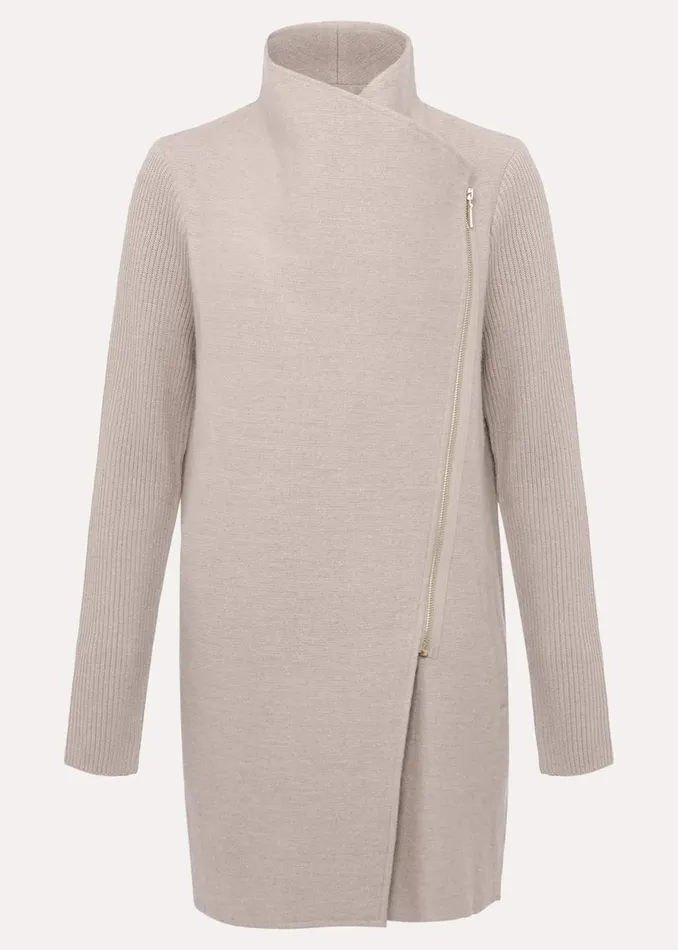 Women Phase Eight Coats Byanca Zip Knit Coat Stone