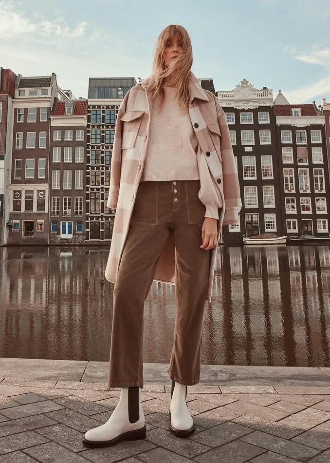 Women Phase Eight Coats Carla Checked Shacket Pinkcream
