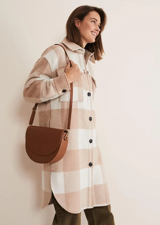 Women Phase Eight Coats Carla Checked Shacket Pinkcream