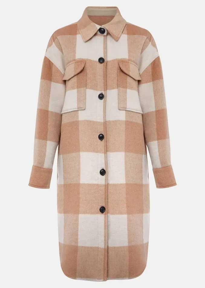 Women Phase Eight Coats Carla Checked Shacket Pinkcream