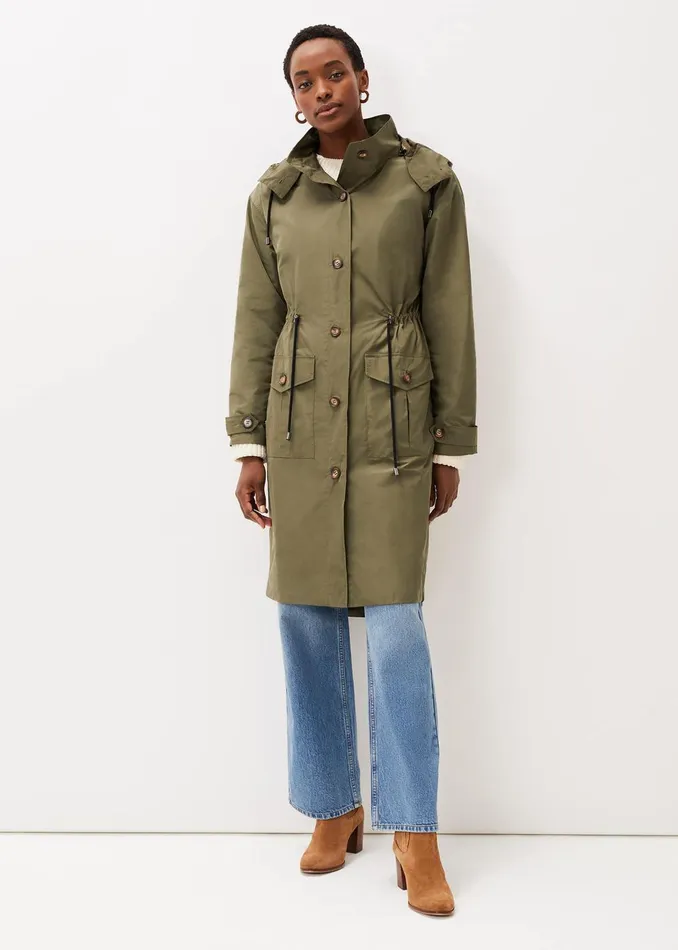 Women Phase Eight Coats Chloe Longline Parka Coat Khaki