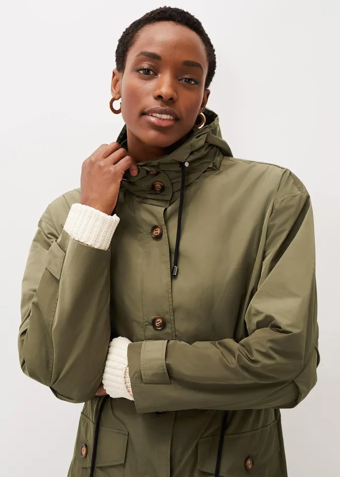 Women Phase Eight Coats Chloe Longline Parka Coat Khaki