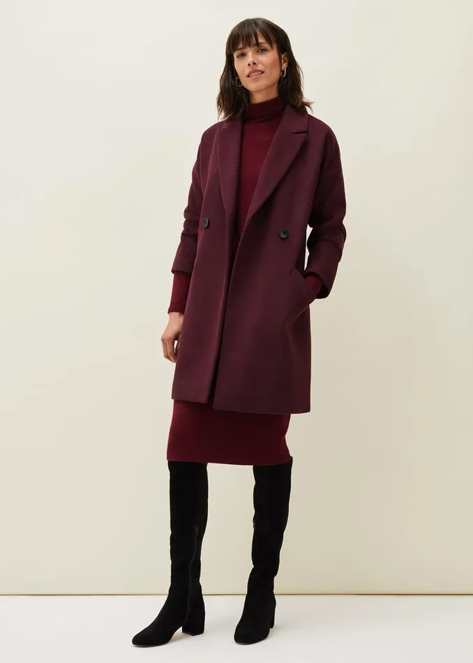 Women Phase Eight Coats Emery Double Breasted Wool Coat Port