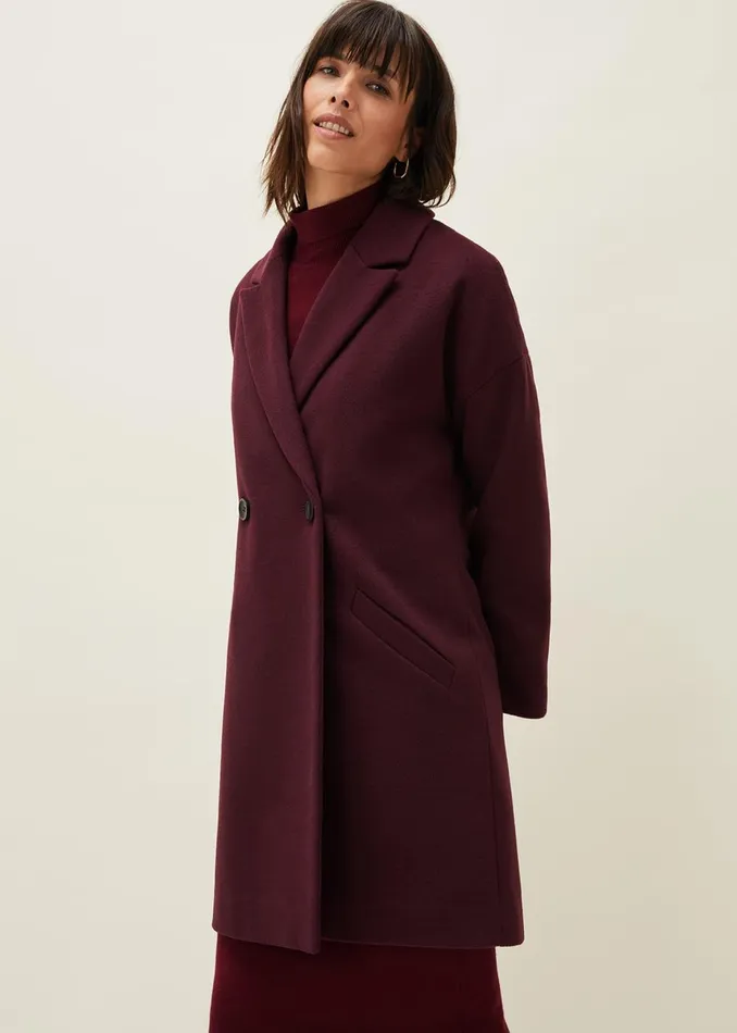 Women Phase Eight Coats Emery Double Breasted Wool Coat Port