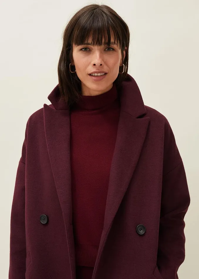 Women Phase Eight Coats Emery Double Breasted Wool Coat Port