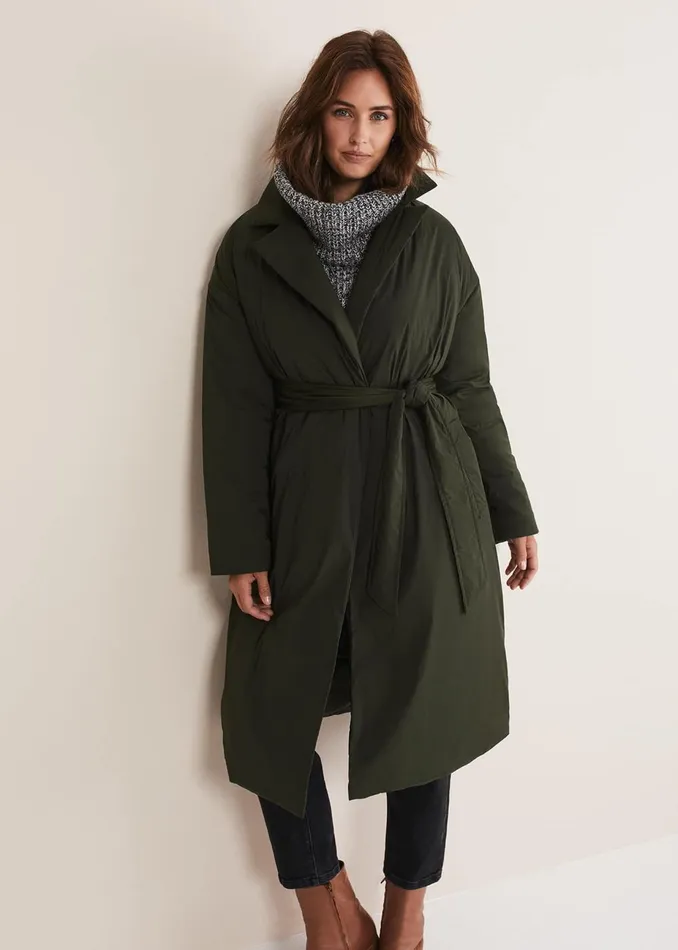 Women Phase Eight Coats Erin Long Puffer Coat Bottle Green