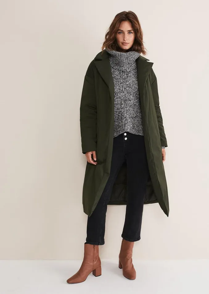 Women Phase Eight Coats Erin Long Puffer Coat Bottle Green