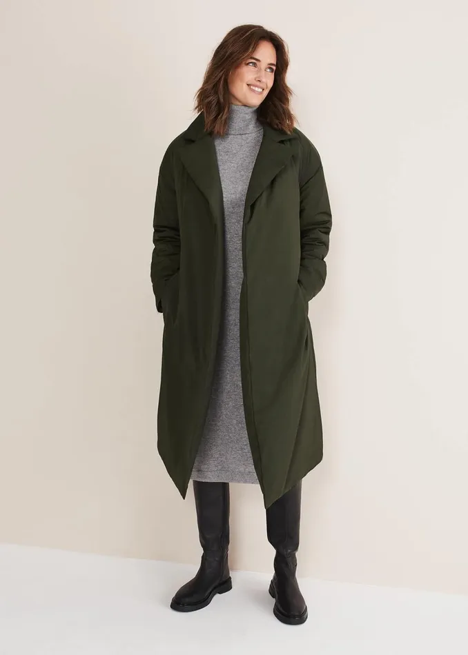 Women Phase Eight Coats Erin Long Puffer Coat Bottle Green