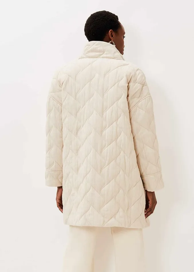 Women Phase Eight Coats Fae Textured Quilted Longline Coat Ecru