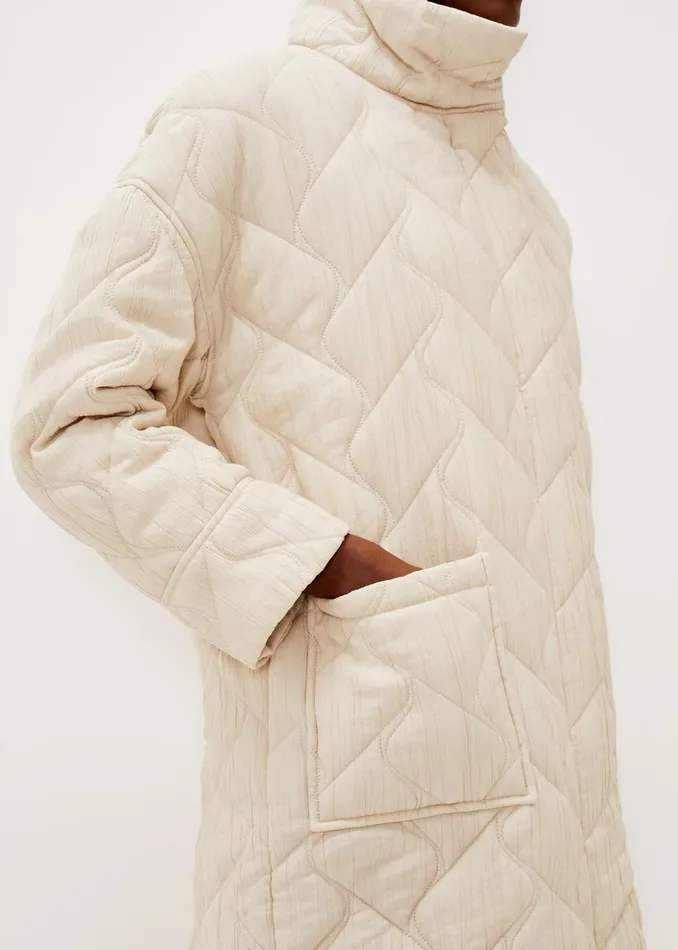 Women Phase Eight Coats Fae Textured Quilted Longline Coat Ecru