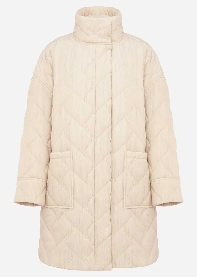 Women Phase Eight Coats Fae Textured Quilted Longline Coat Ecru