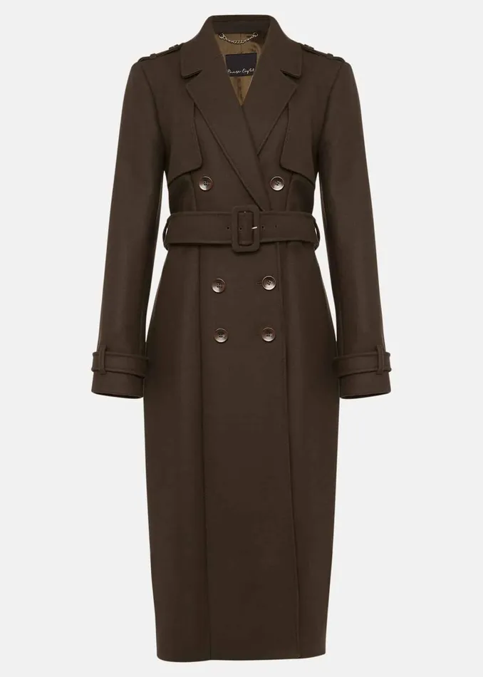 Women Phase Eight Coats Imie Wool Trench Coat Olive