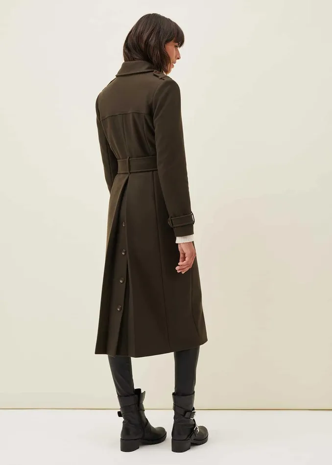 Women Phase Eight Coats Imie Wool Trench Coat Olive