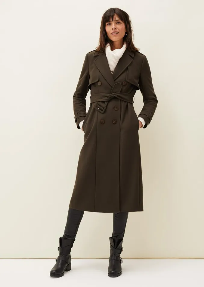 Women Phase Eight Coats Imie Wool Trench Coat Olive