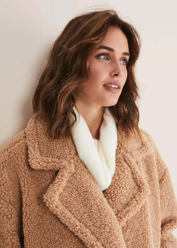 Women Phase Eight Coats Kelsey Short Teddy Coat Camel