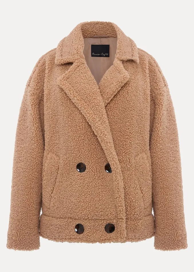 Women Phase Eight Coats Kelsey Short Teddy Coat Camel