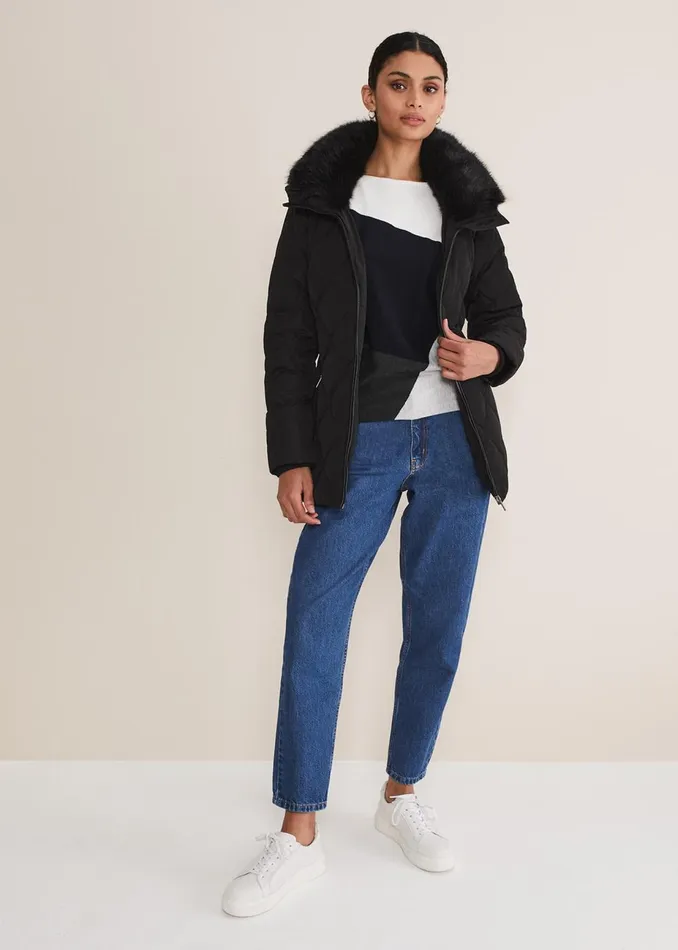 Women Phase Eight Coats Kia Popper Belted Short Puffer Black