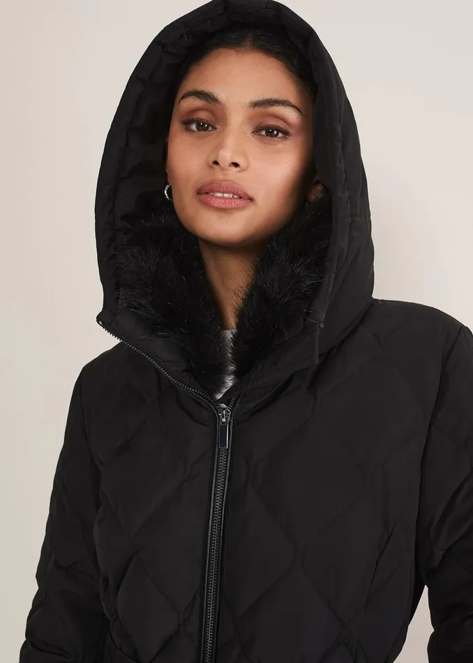 Women Phase Eight Coats Kia Popper Belted Short Puffer Black