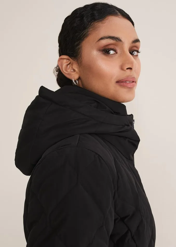Women Phase Eight Coats Kia Popper Belted Short Puffer Black