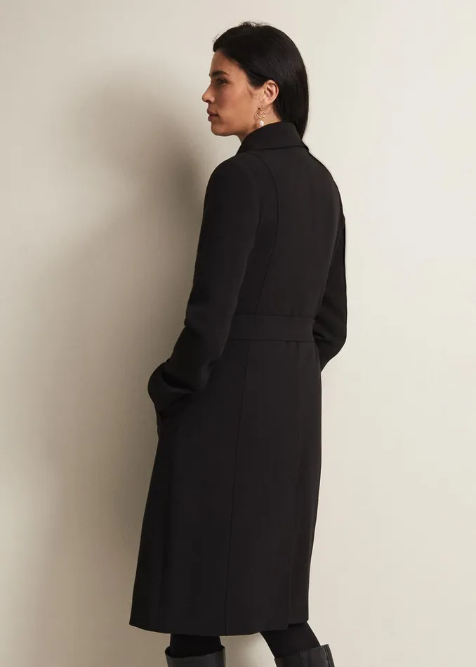 Women Phase Eight Coats Layana Black Smart Trench Coat Black
