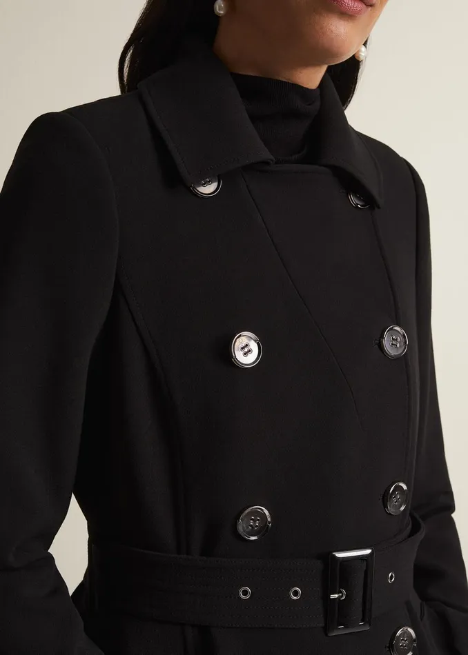 Women Phase Eight Coats Layana Black Smart Trench Coat Black