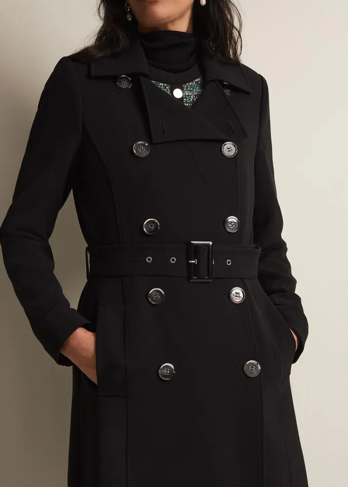 Women Phase Eight Coats Layana Black Smart Trench Coat Black