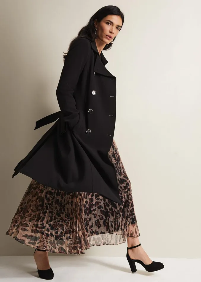 Women Phase Eight Coats Layana Black Smart Trench Coat Black