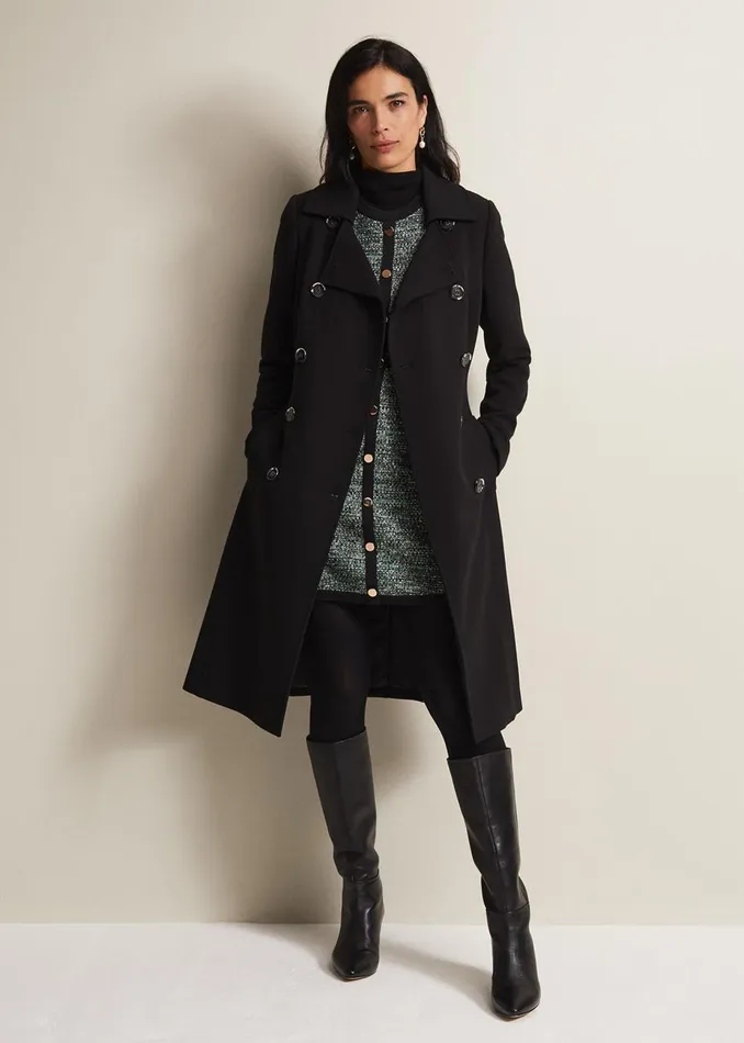 Women Phase Eight Coats Layana Black Smart Trench Coat Black